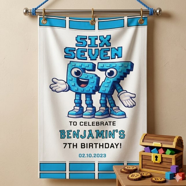 Banderoles Six Seven Meme 7e Anniversaire | Drôle Tendance (Six Seven Meme 7th Birthday | Funny Trendy banner)