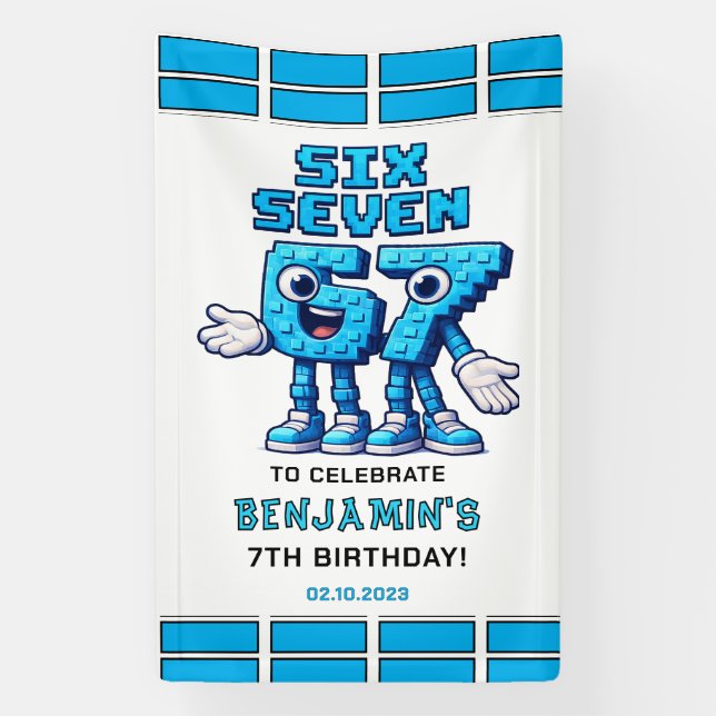 Banderoles Six Seven Meme 7th Birthday | Funny Trendy (Verticale)