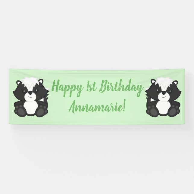 Banderoles Skunk Anniversaire de fête verte (Horizontal)