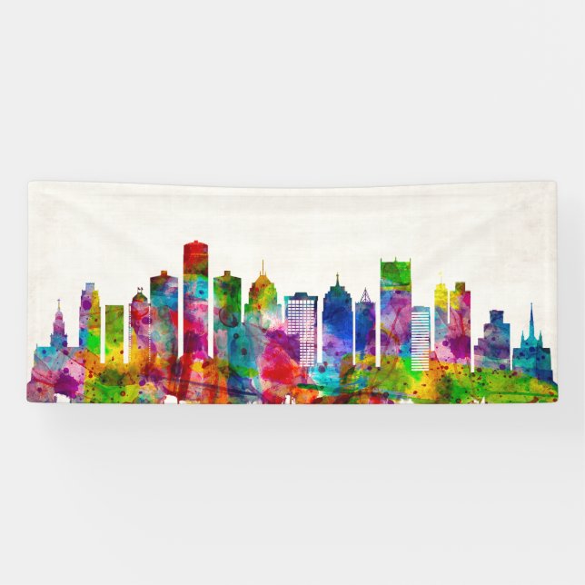 Banderoles Skyline Detroit Michigan (Horizontal)