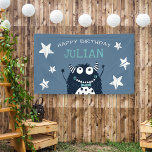 Banderoles Slate | Little Monster Personalized Birthday Party<br><div class="desc">Celebrate your little one's birthday with this adorable monster themed birthday party banner feature a dapper monster sporting a cheerful turquoise bow tie, on a slate blue background. Personalize with a custom message and the birthday boy's name in aqua and white lettering. Designed to match our Little Monster birthday party...</div>