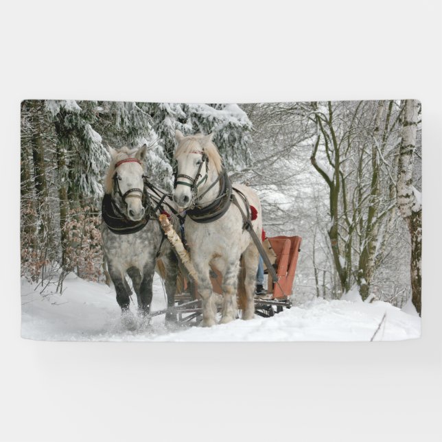 Banderoles Sleigh Ride in the Snowy Forest (Horizontal)