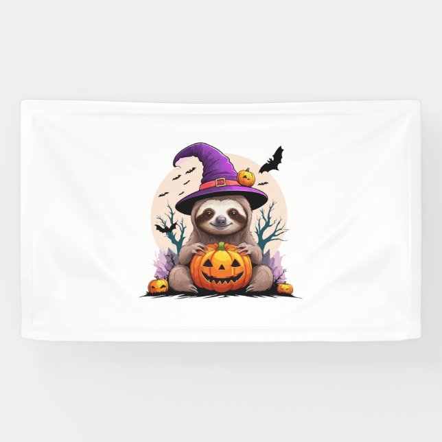Banderoles Sloth Casquette rose Halloween (Horizontal)