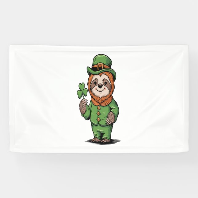 Banderoles Sloth St Patrick's Day Irish Lucky (Horizontal)