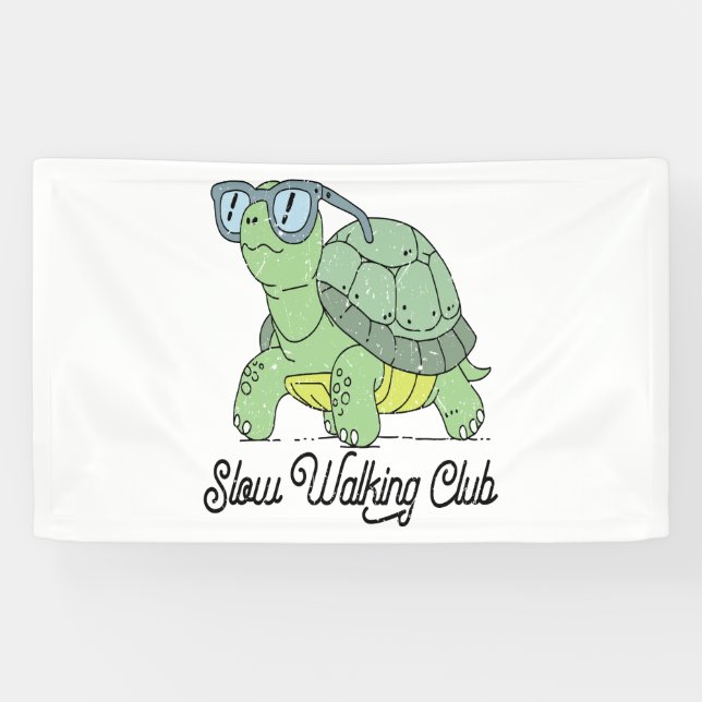 Banderoles Slow Walking Club Cute Funny Turtle (Horizontal)