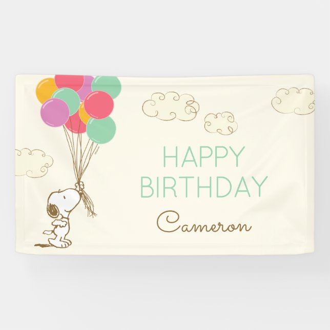 Banderoles Snoopy et Ballons Anniversaire (Horizontal)