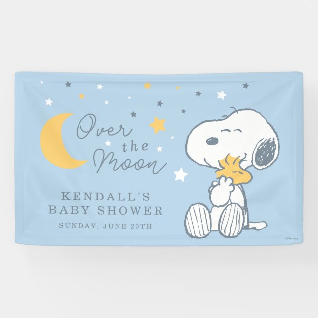 Banderoles Snoopy & Woodstock | Over the Moon Baby Shower (Horizontal)