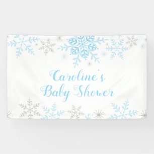 Banderoles Snowflakes Baby Boy Shower Blue and Silver Parties