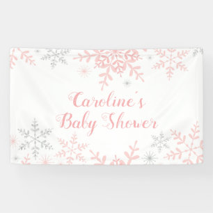 Banderoles Snowflakes Baby Girl Douche rose et Parties scinti