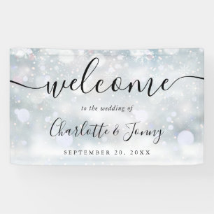 Banderoles Snowflakes - hiver - Mariage de script Bienvenue