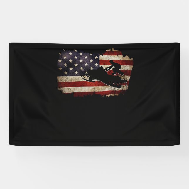 Banderoles Snowmobile USA Drapeau Snow Sled Patriotique (Horizontal)