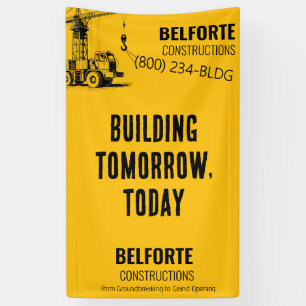 Banderoles Société de construction   Crane jaune industriel