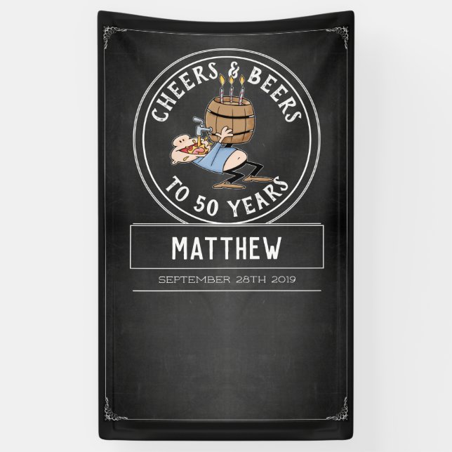 Banderoles Soeurs et bières noires et blanches 50e anniversai (Vertical)