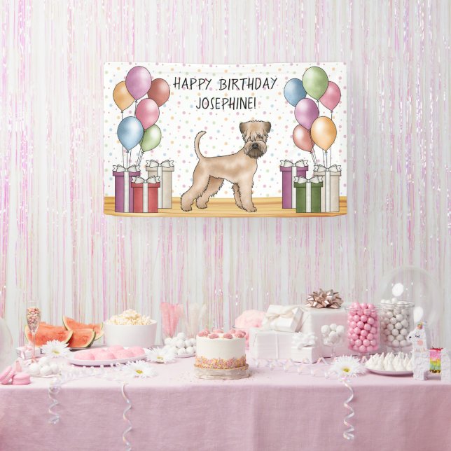 Banderoles Soft-Coated Wheaten Terrier Pastel Joyeux Annivers (Fête)