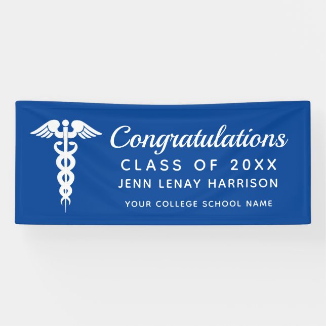 Banderoles Soins infirmiers Parti de graduation Royal Blue Pe (Horizontal)
