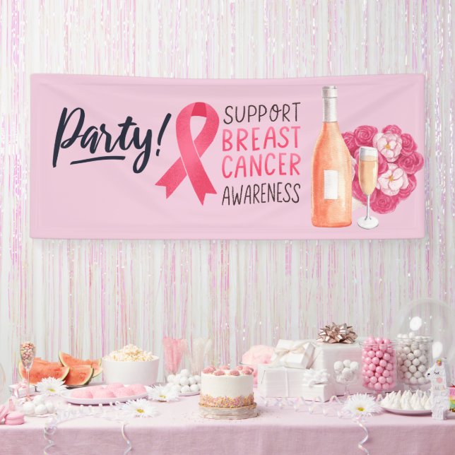 Banderoles Soirée de sensibilisation au cancer du sein rose O (Fête)