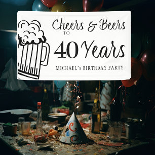 Banderoles Soirée et bières à 40 ans typographie anniversaire