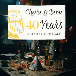Banderoles Soirée et bières à 40 ans typographie anniversaire
