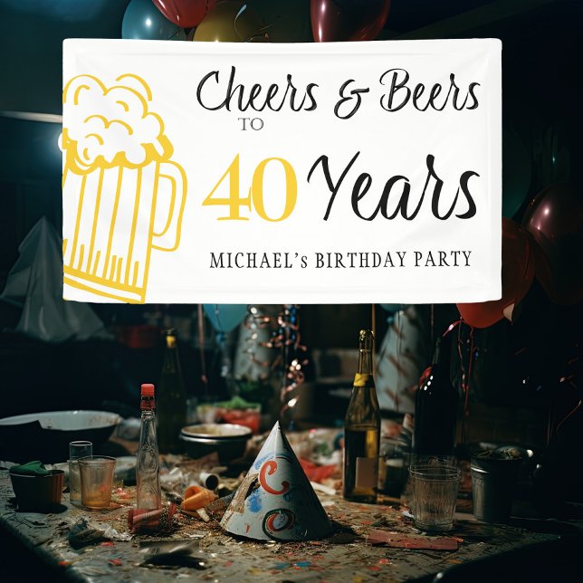 Banderoles Soirée et bières à 40 ans typographie anniversaire (Créateur téléchargé)