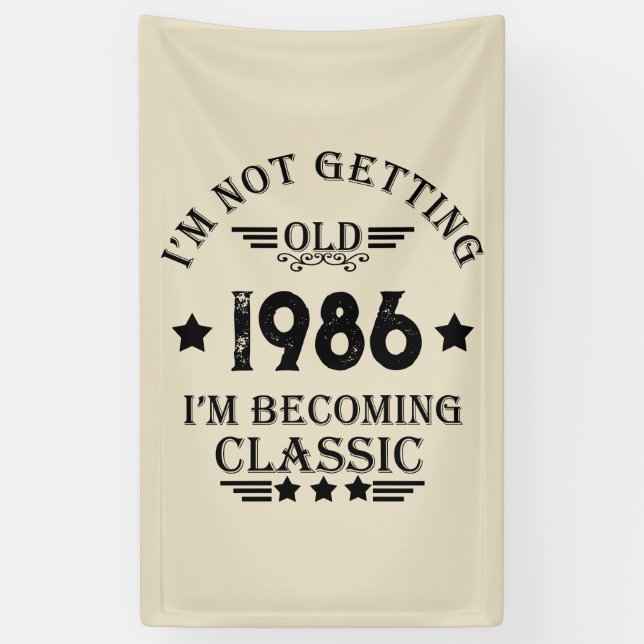 Banderoles Soirée personnalisée vintage de 35 ans (Vertical)