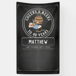 Banderoles Soirées et bières noires et blanches 40e anniversa