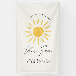 Banderoles soleil 1er anniversaire aquarelle soleil jaune mod