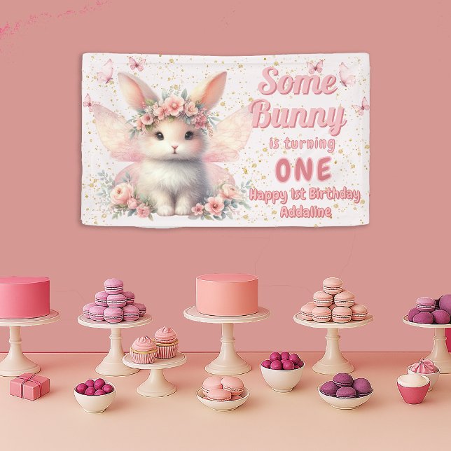 Banderoles Some Bunny 1er Anniversaire Fées Papillons (Cute Some Bunny is Turning One first birthday party banner)