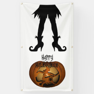 Banderoles Sorcière d'Halloween et Citrouille