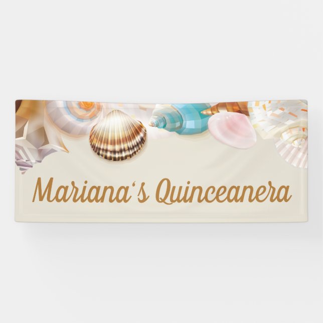 Banderoles Sous la frontière Sea Quinceanera Party Seashells (Horizontal)
