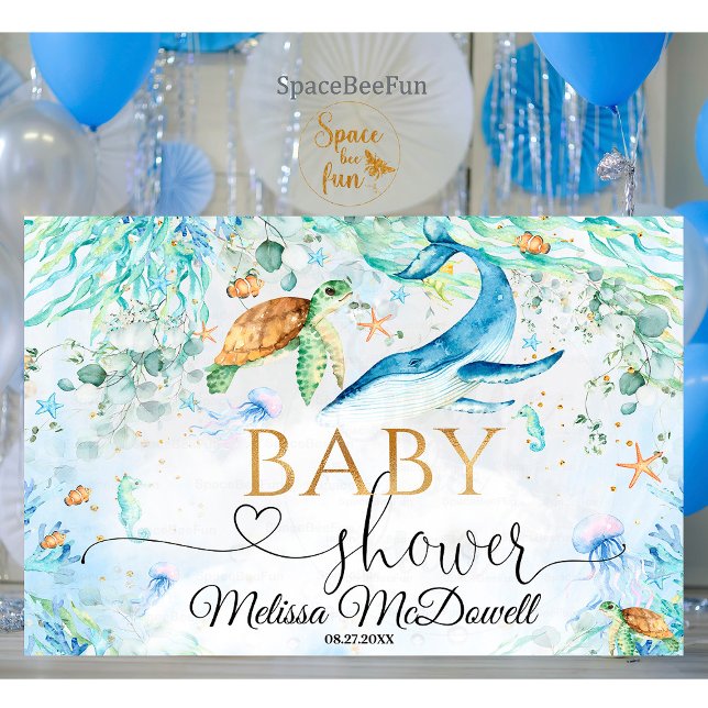 Banderoles Sous la mer Baby shower Boy Backdrop Banner (Under the sea,Baby Shower Boy,Backdrop Banner,ocean sea baby shower,under the sea baby shower,Welcom)