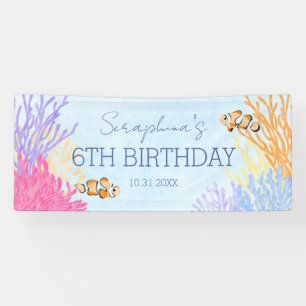Banderoles Sous la mer Coral Reef Clown Poisson Anniversaire