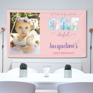 Banderoles Sous la mer Rose Girls 1er anniversaire