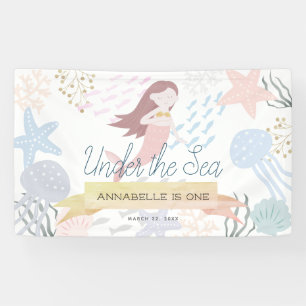 Banderoles Sous la mer Sirène blanc Anniversaire