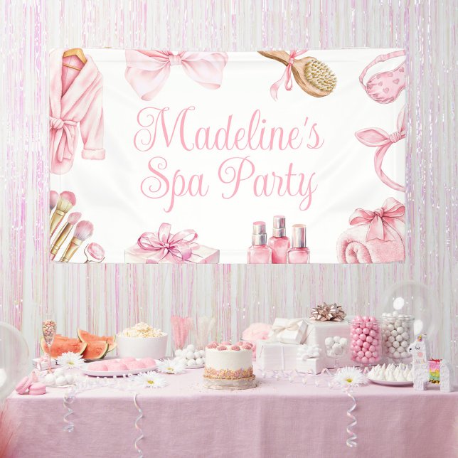 Banderoles Spa Party Pink Birthday Party Banner (Créateur téléchargé)