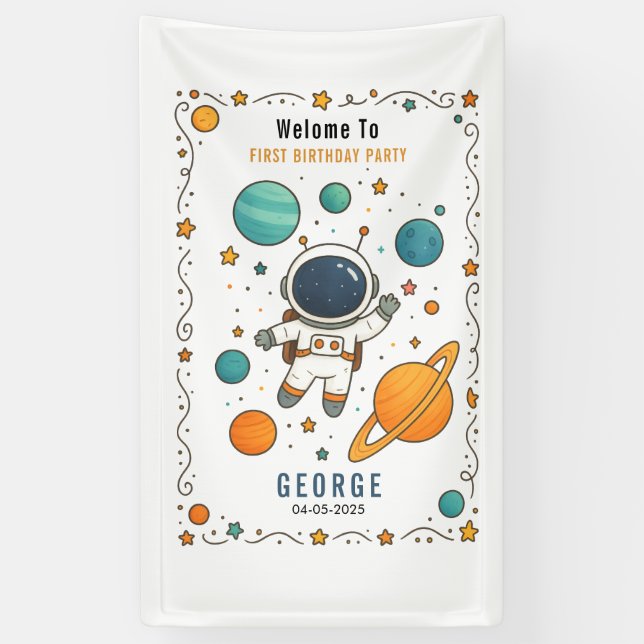 Banderoles Space Adventure 1er anniversaire | Espace (Vertical)