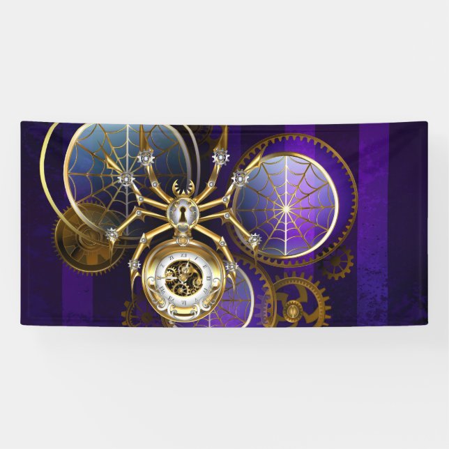Banderoles Spider Steampunk sur Arrière - plan pourpre (Horizontal)