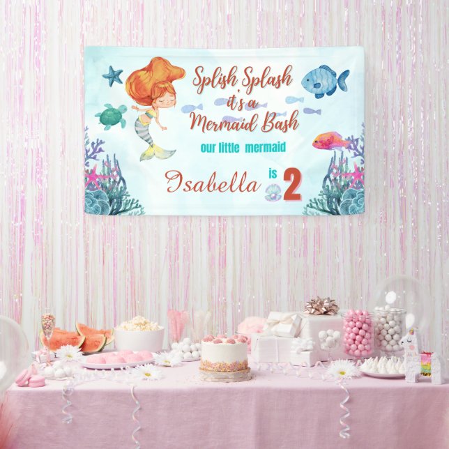 Banderoles Splish Splash Mermaid Bash Girls 2e anniversaire (Fête)