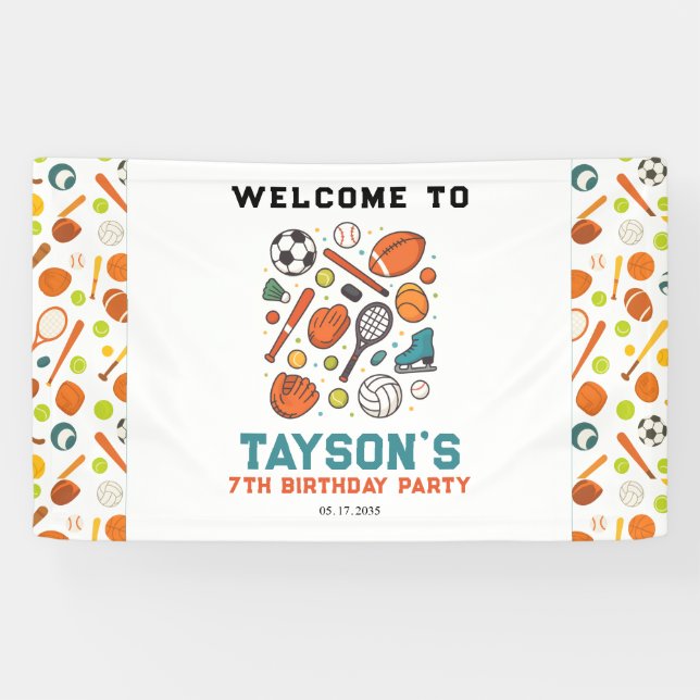 Banderoles Sports Game Time All-Star Birthday | Kids Sport (Horizontal)