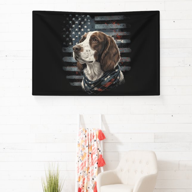Banderoles Springer Spaniel Chien Drapeau Américain (Insitu)