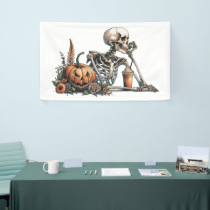 Banderoles Squelette avec citrouille et boire. Halloween