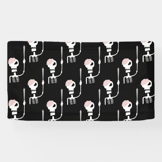 Banderoles Squelette d'Halloween avec une épée  (Horizontal)