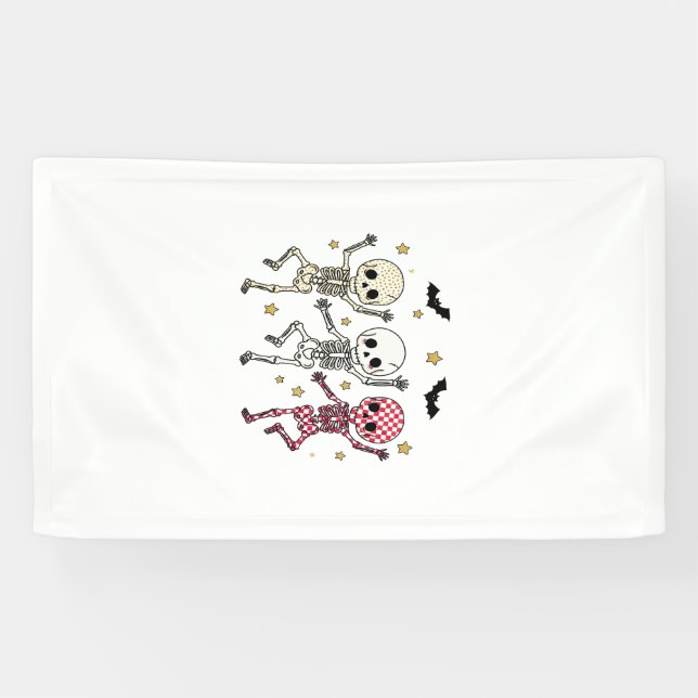 Banderoles Squelettes dansants de Halloween mignons (Horizontal)