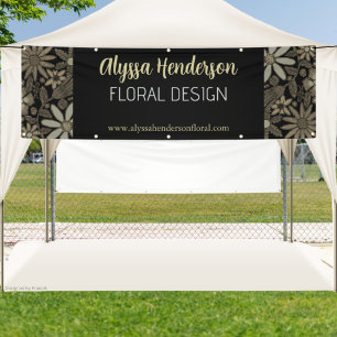Banderoles Stand de fournisseur de conception florale noir et