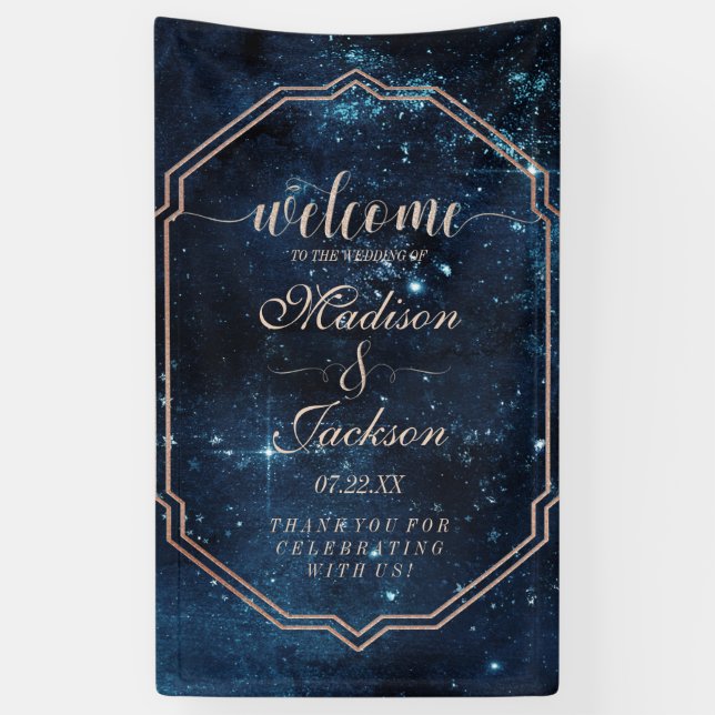 Banderoles Star de nuit Sky Celestiy Galaxy Mariage Bienvenue (Vertical)