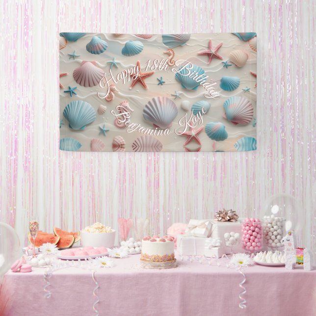 Banderoles Starfish, Seashell & Seahorses Pastel Sand Party (Fête)