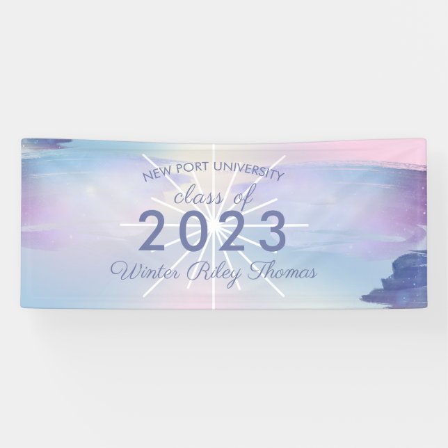 Banderoles Starry Stylish Iridescente Pastel Graduation Party (Horizontal)