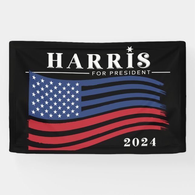 Banderoles Stars and Stripes Harris pour Président 2024 (Horizontal)