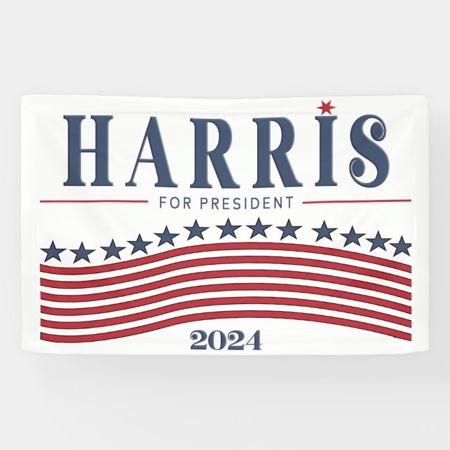 Banderoles Stars and Stripes Harris pour Président 2024 (Horizontal)