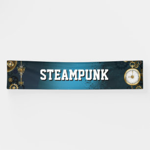 Banderoles Steampunk Arrière - plan turquoise avec Gears