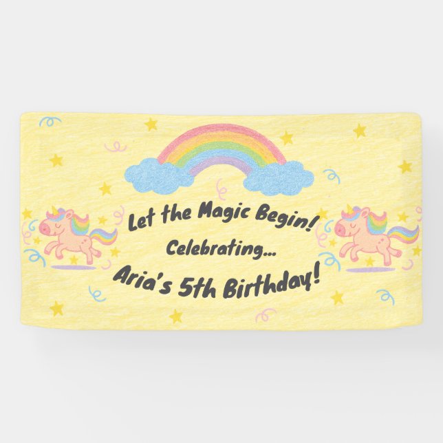 Banderoles Style Crayon Modifiable – Licorne Rêve Éclat (Horizontal)